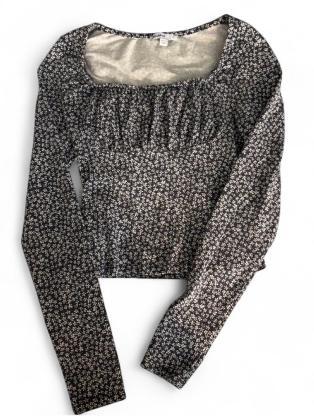 Subdued Women's Black Floral Long-Sleeve Top
